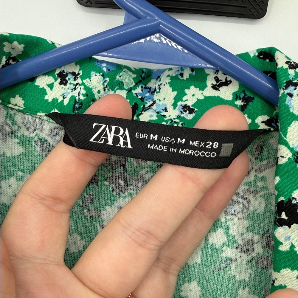Zara Green Floral Zip Front Jumpsuit Size Medium | Boilersuit Cottagecore Y2K - Picture 4 of 9